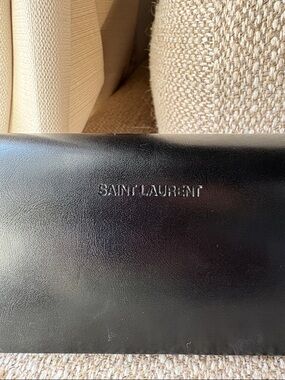Saint Laurent Black Leather Sunglass Case With Embossed Logo